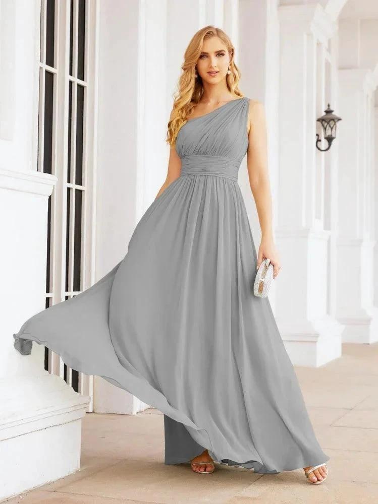 Numbersea One Shoulder Bridesmaid Dresses Long Maxi Formal Evening Party Prom Gowns 28061 by numbersea