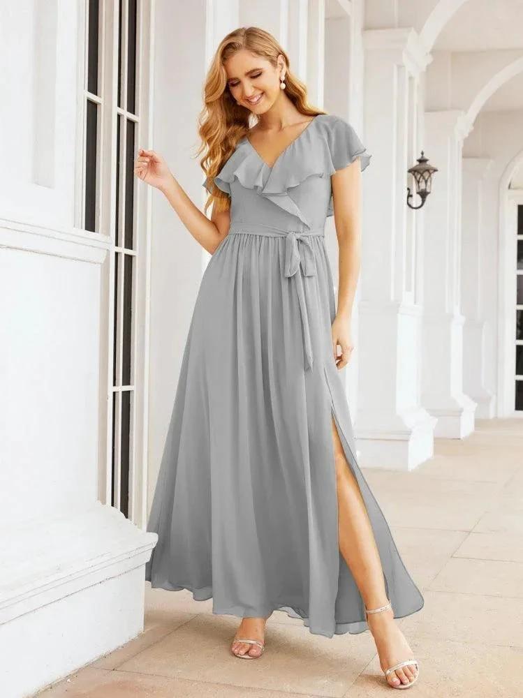 Bridesmaid Dresses with Flutter Sleeves Formal Evening Party Prom Gowns 28044 by numbersea