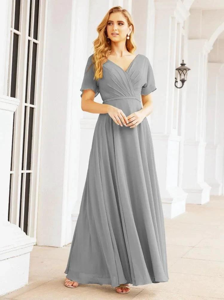 Numbersea Formal Prom Gowns for Mother of The Bride Short Sleeves Bridesmaid Dress 28049 by numbersea