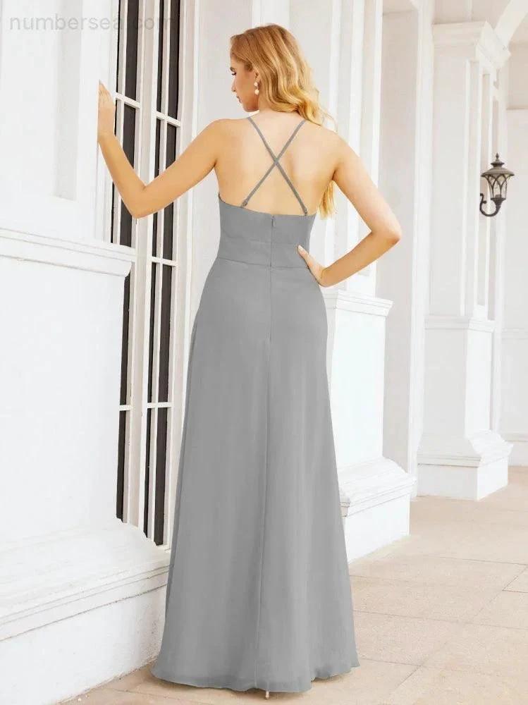 ZapDress Halter Bridesmaid Dresses with Pockets Sleeveless Formal Evening Party Prom Gowns 28055 (ZD17039)
