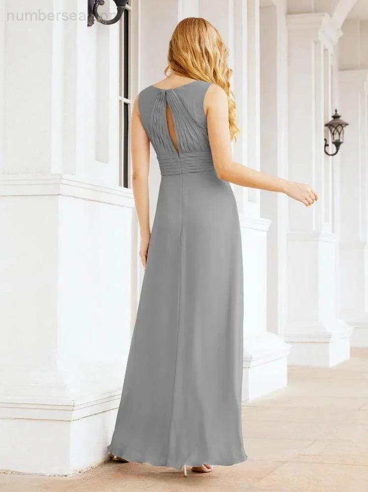 Formal Prom Gown Elegant V-Neck Sleeveless Bridesmaid Dresses for Wedding Party 28037 (ZD17021)