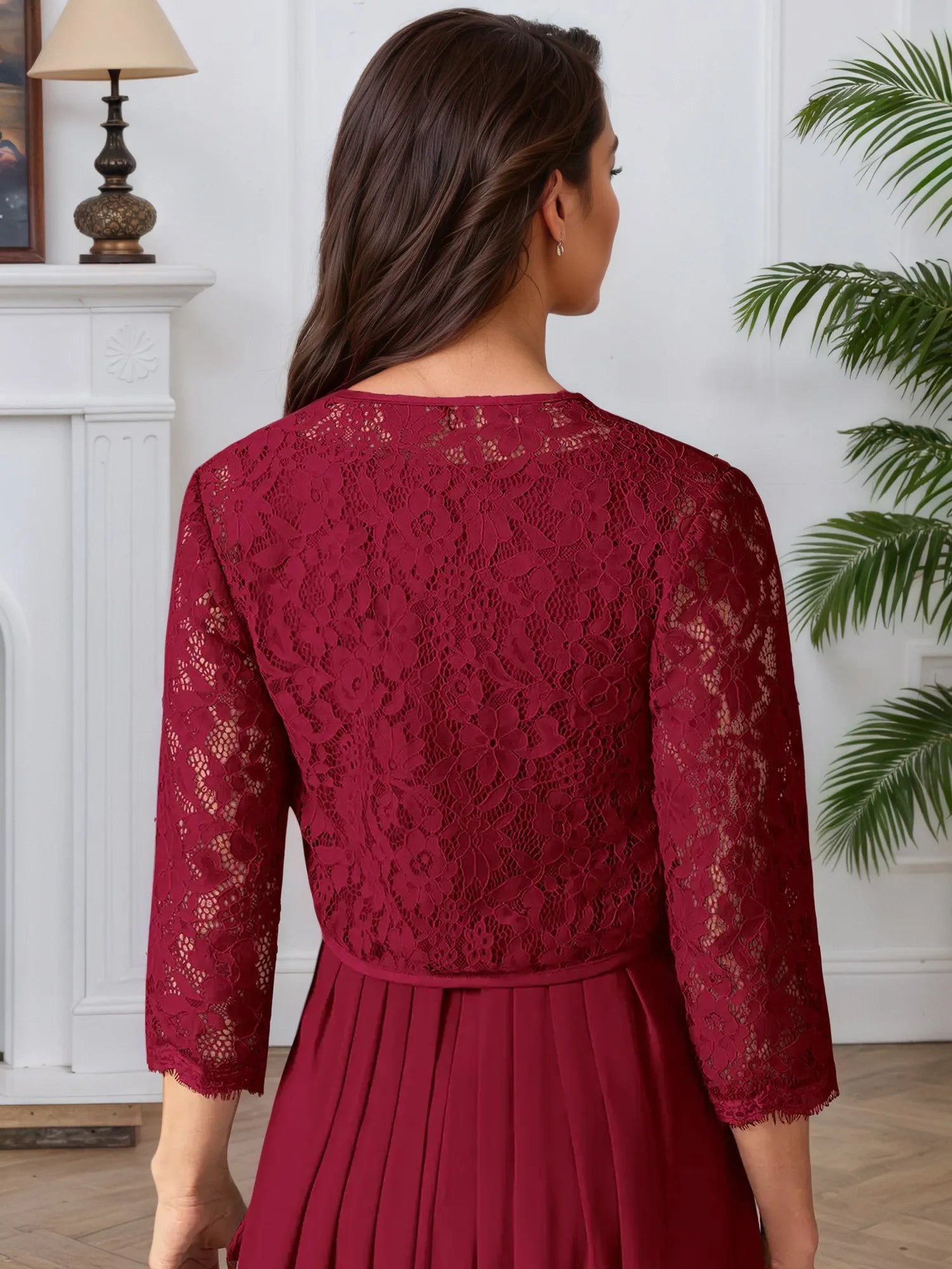 A-Line Square Neckline Lace Chiffon Mother of the Bride Dress