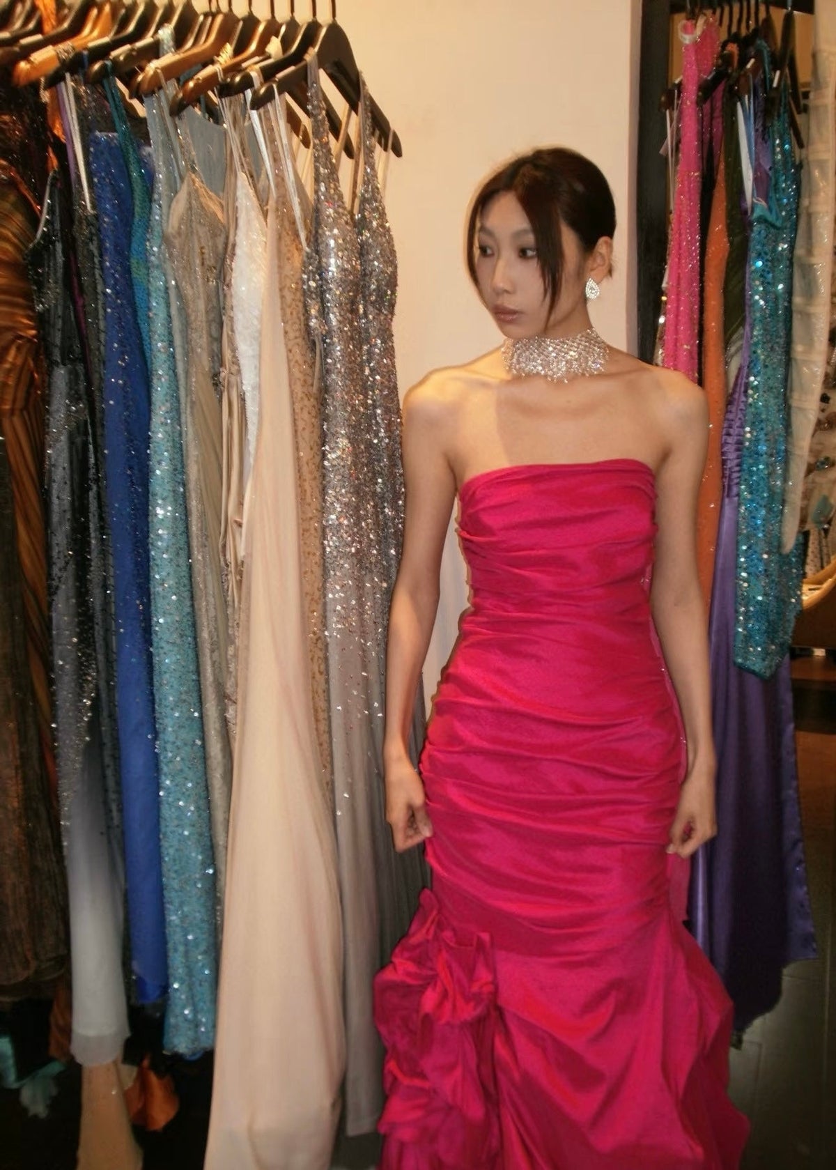 Strapless Hot Pink Prom Dress Formal Party Dress J7728