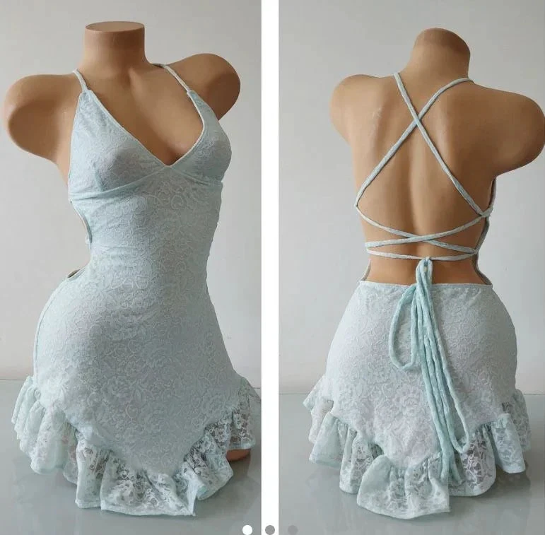 Backless Lace Homecoming Dress Sexy Party Dress (ZD11940) - View 2 | VelvetHem