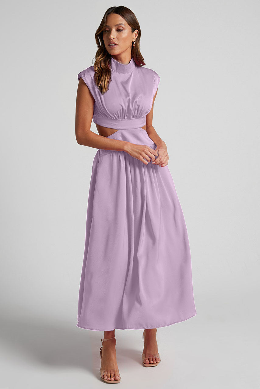 Effortless Rafaela Holiday Midi Dress with Cut Out Waist and Pockets Chic Silhouette Collection