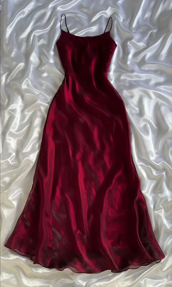 Burgundy A-Line Long Party Dress Fashion Prom Dress - FashionDia