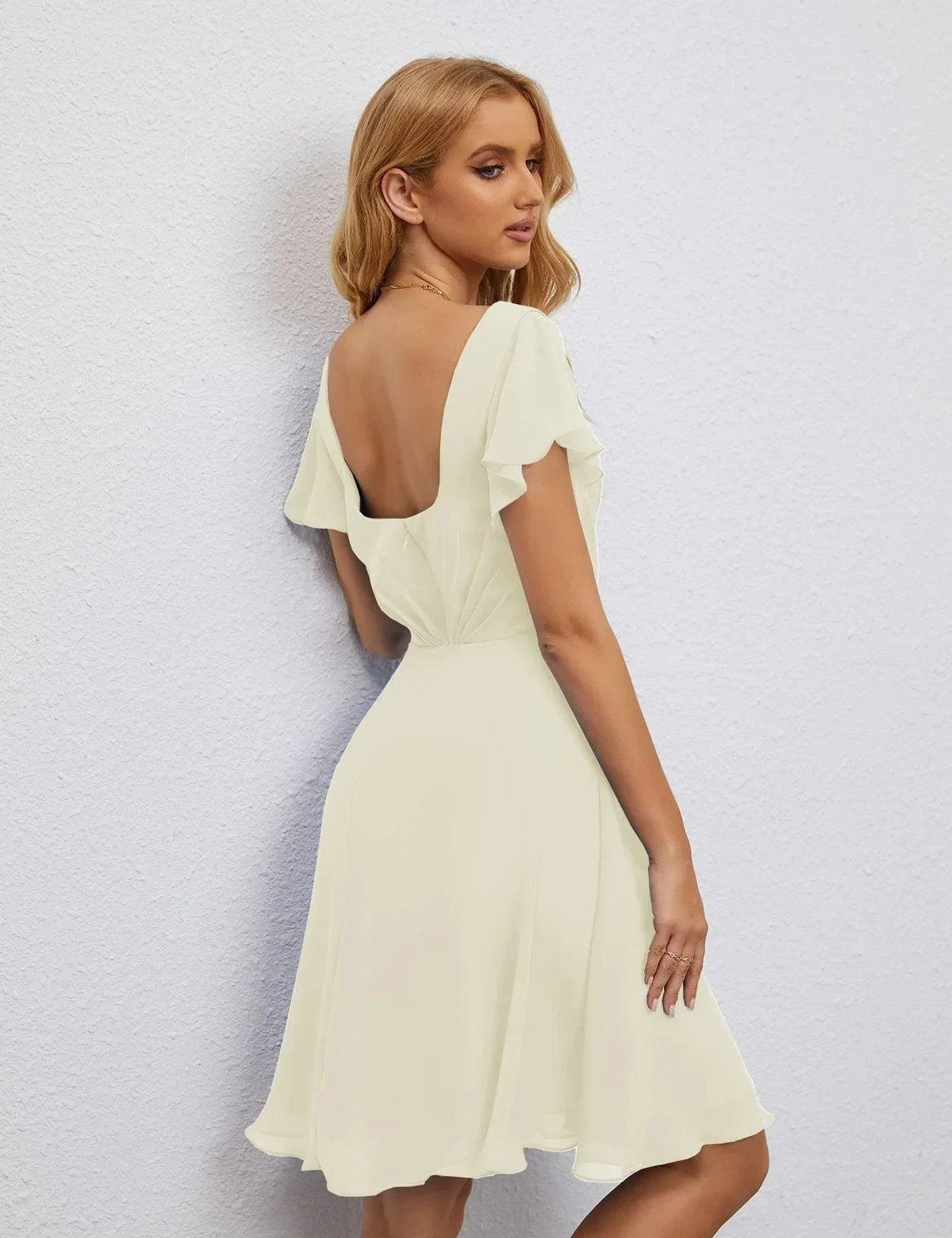 ZapDress U Back Homecoming Dress Formal Prom Dress Knee Length Short Sleeves Cocktail Party Dress 28077 (ZD16953)