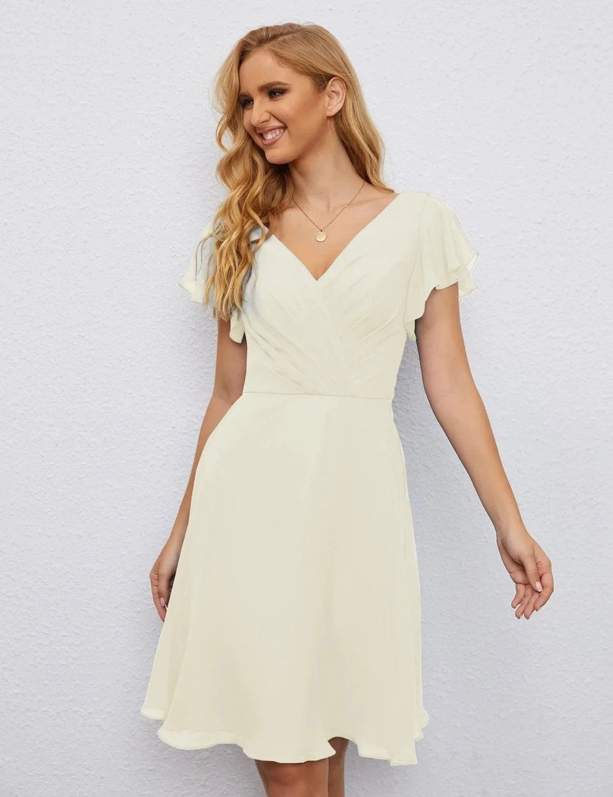 ZapDress U Back Homecoming Dress Formal Prom Dress Knee Length Short Sleeves Cocktail Party Dress 28077 (ZD16953)