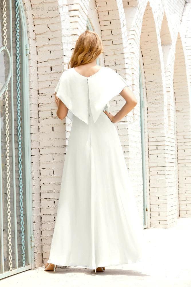 Zapdress Mother of The Bride Dresses Plus Size V-Neck Floor Length Formal Prom Dress for Wedding Guest 28020 (ZD17058)