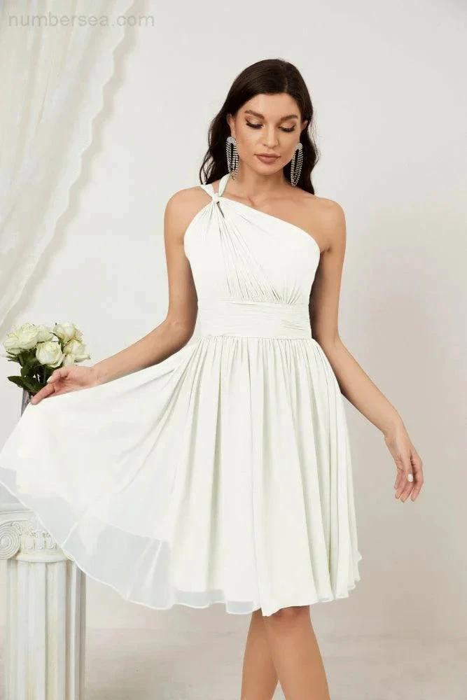 ZapDress Women Chiffon Short One Shoulder Bridesmaid Dress Formal Dresses for Party Homecoming 2804 (ZD16948)