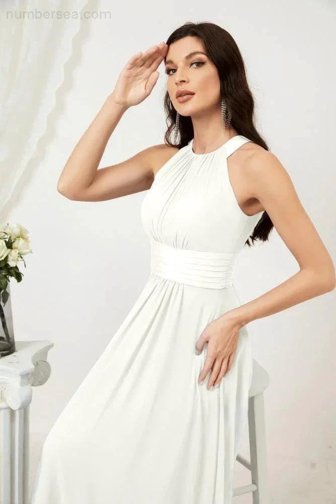 ZapDress Formal Party Gown Dress Chiffon Halter Long Sleeveless Bridesmaid Dresses 2802 (ZD16960)