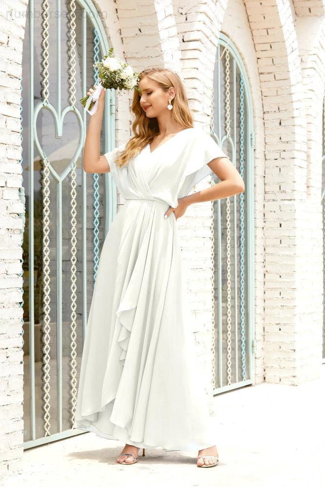 Zapdress Mother of The Bride Dresses Plus Size V-Neck Floor Length Formal Prom Dress for Wedding Guest 28020 (ZD17058)