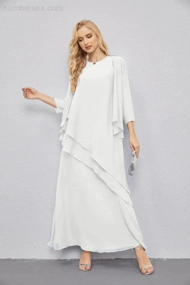 Mother of Bride Dresses with Open Front Lightweight Cardigan Formal Prom Gown 28081 (ZD16990)