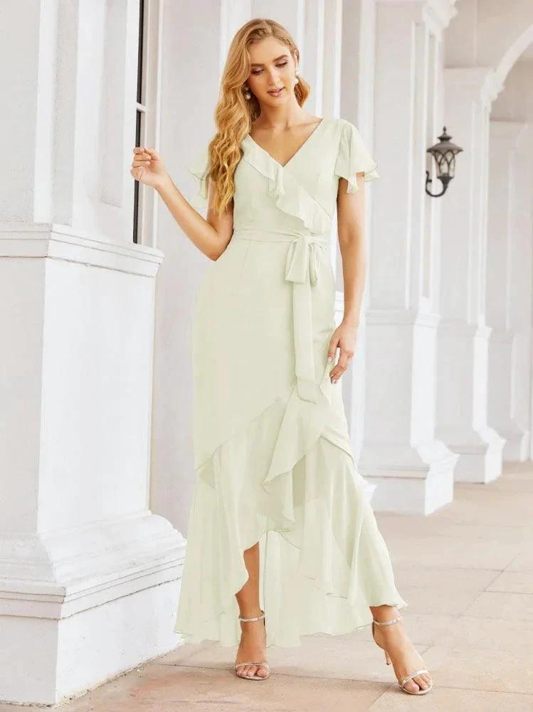 Numbersea Ruffled Bridesmaid Dresses Mermaid Formal Violin Evening Party Prom Gowns 28042 by numbersea