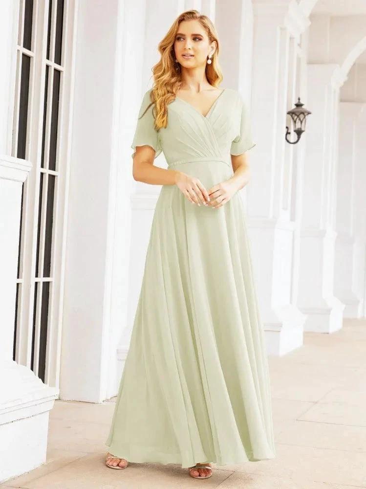 Numbersea Formal Prom Gowns for Mother of The Bride Short Sleeves Bridesmaid Dress 28049 by numbersea