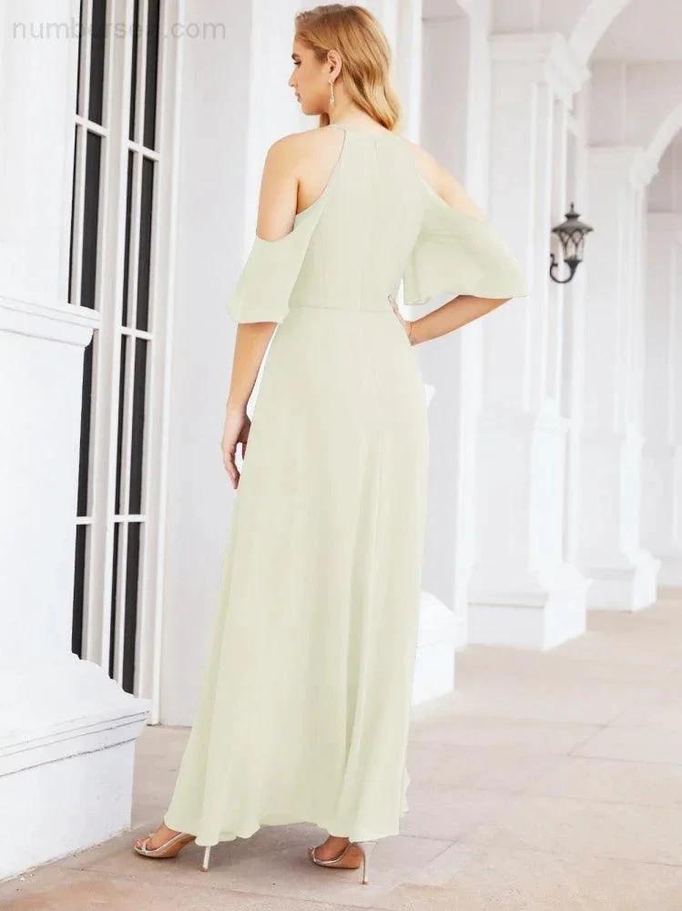 ZapDress Cold Shoulder Bridesmaid Dresses A-Line Long Formal Evening Gowns 28074 (ZD17048)