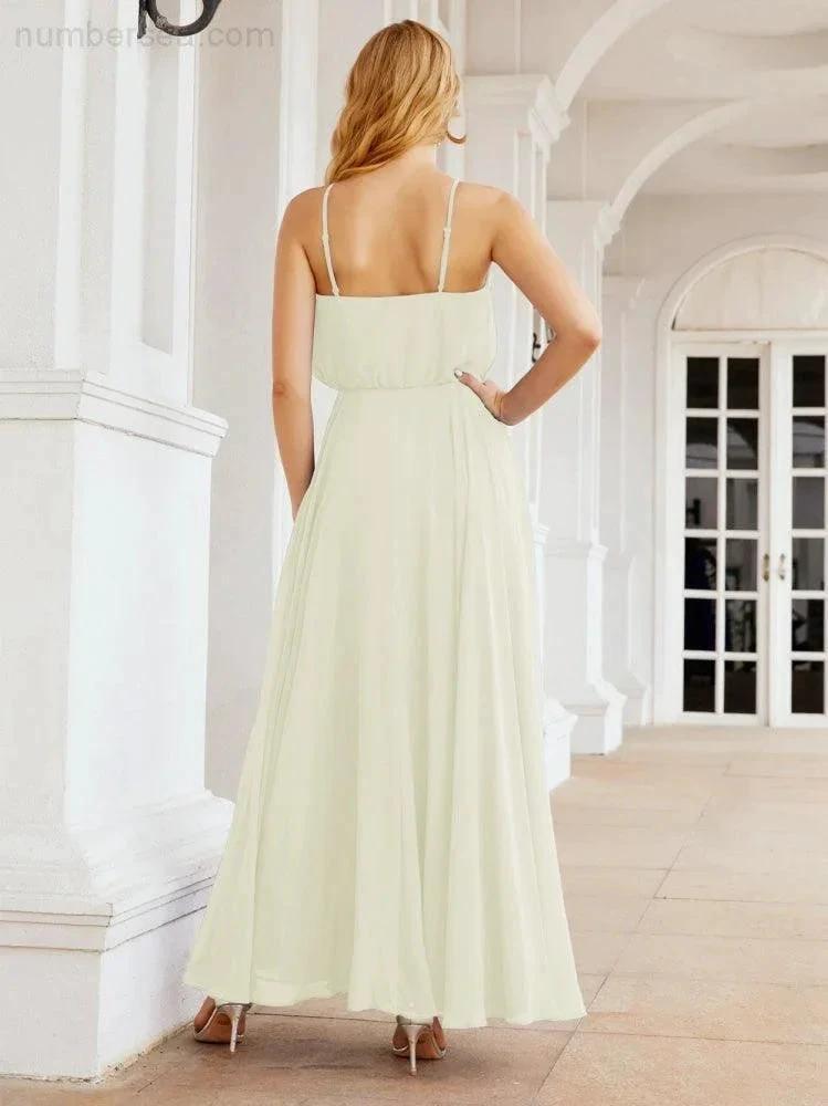 ZapDress Halter Long Bridesmaid Dresses Formal A line Juniors Dress 28029 (ZD17029)