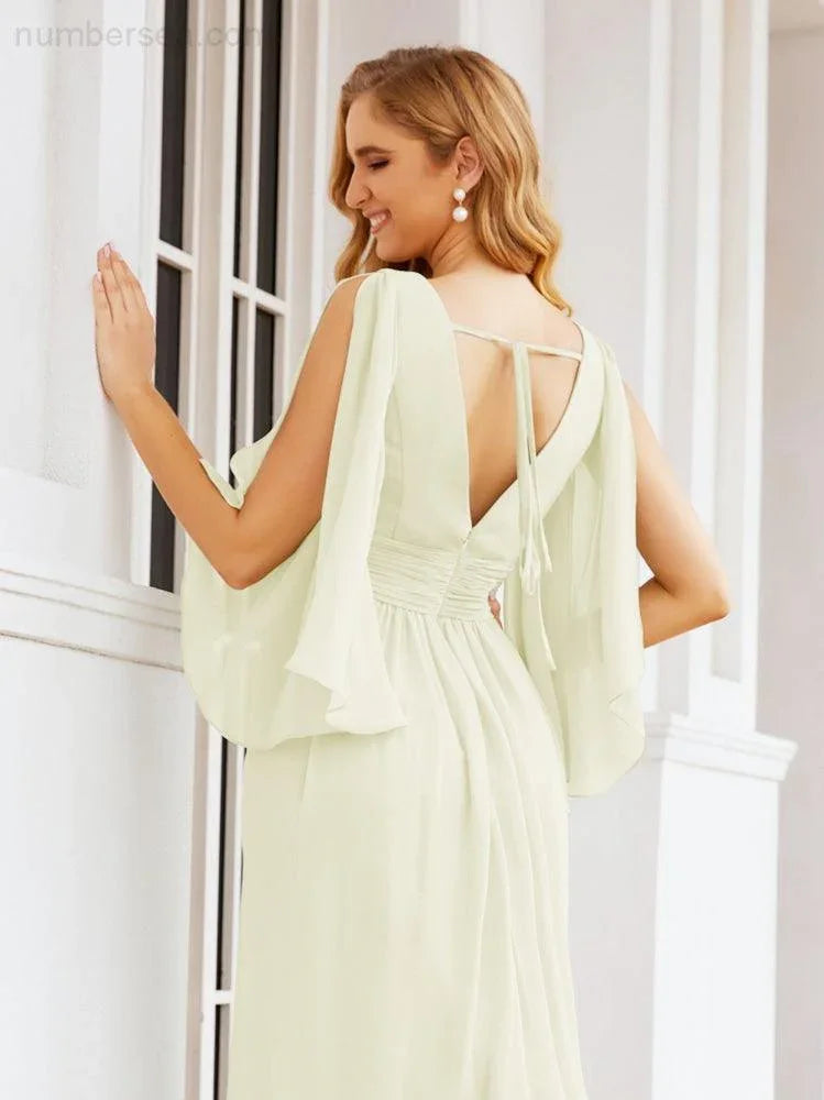ZapDress Bridesmaid Dresses with Split for Wedding Party Flutter Sleeves 28045 (ZD16996)