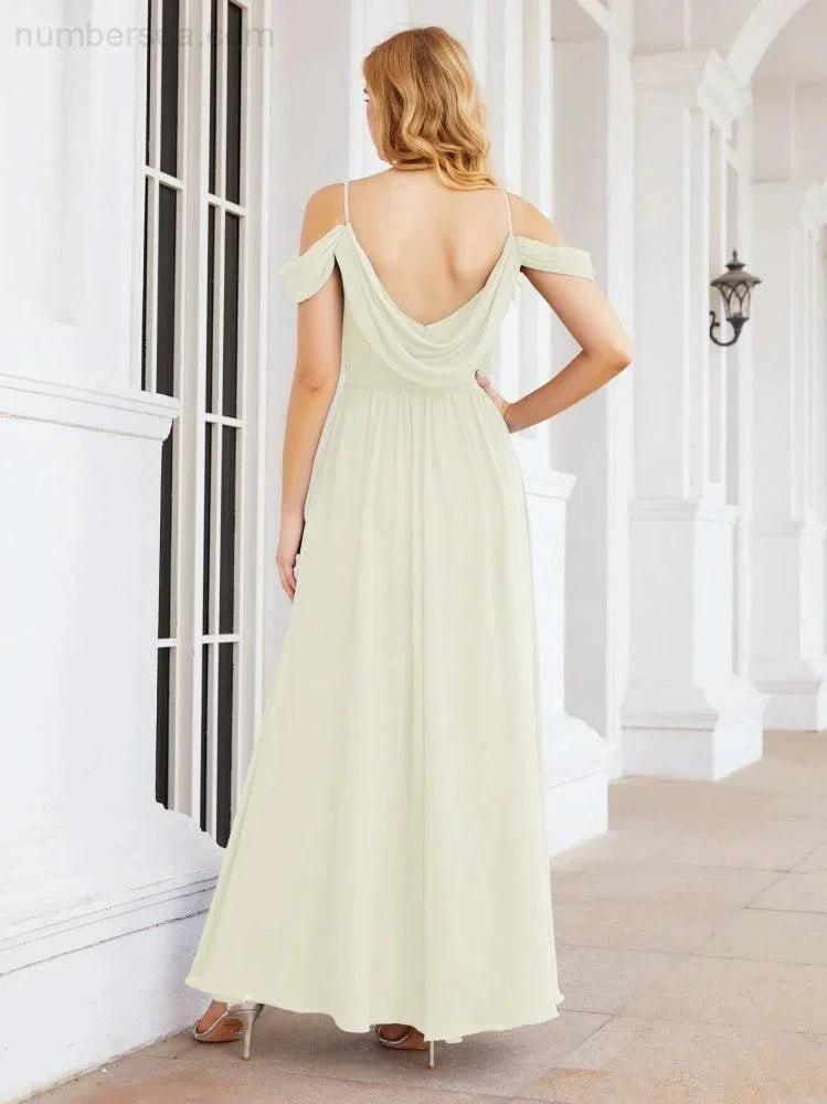 ZapDress Off The Shoulder Chiffon Bridesmaid Dress Long Formal Graduation Gown with Cowl Back 28069 (ZD17004)