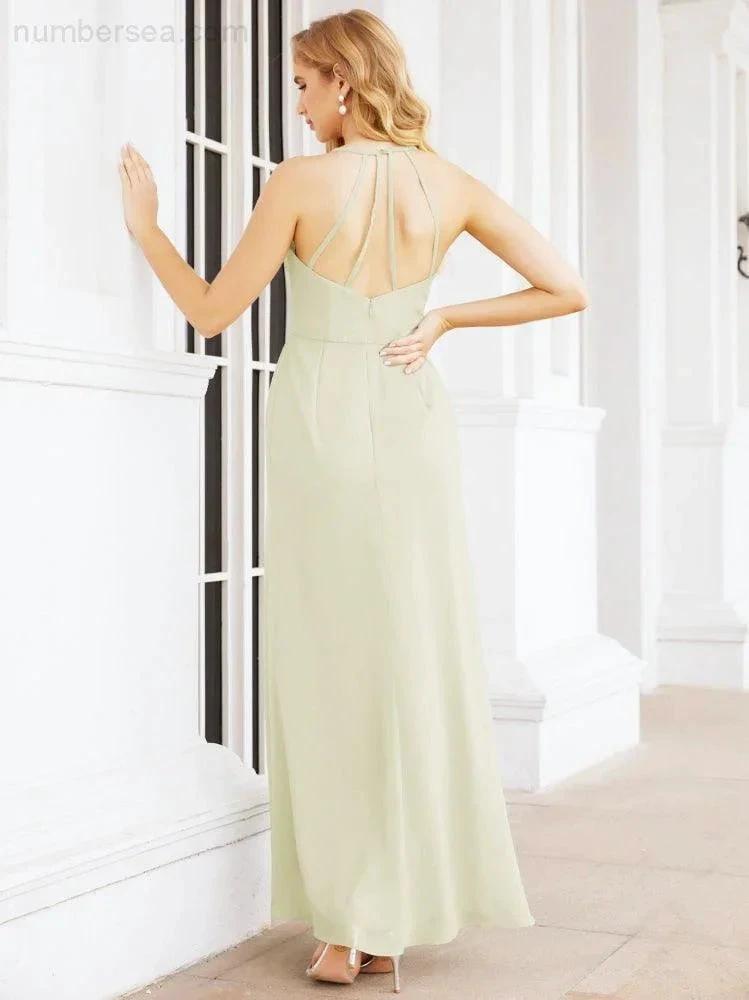 ZapDress Spaghetti Strap Bridesmaid Dresses V-Neck Long A-Line Formal Prom Gowns 28063 (ZD17045)