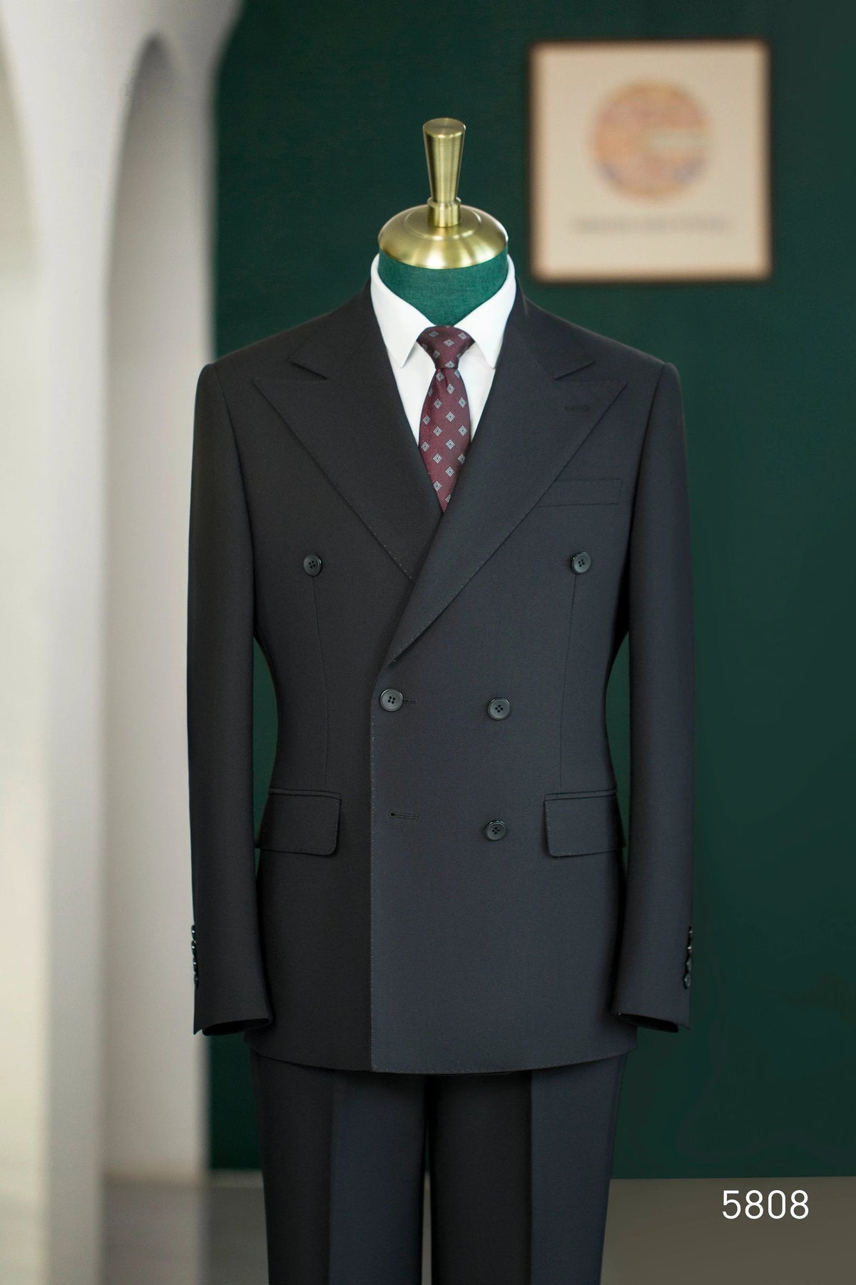 Black Wool Double-Breasted 3-Piece Wedding Suit | Tailored Groom & Groomsmen Attire by 男装
