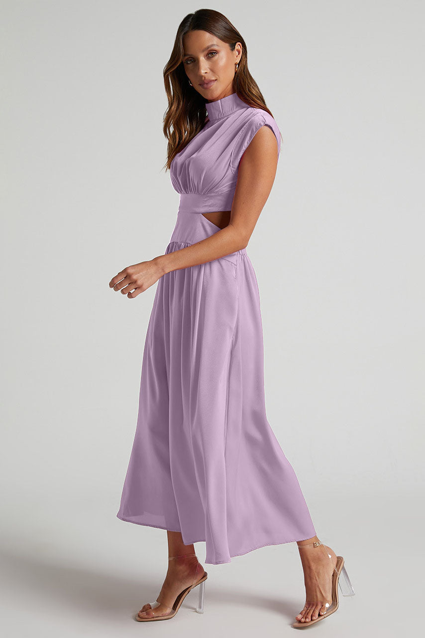 Effortless Rafaela Holiday Midi Dress with Cut Out Waist and Pockets Chic Silhouette Collection