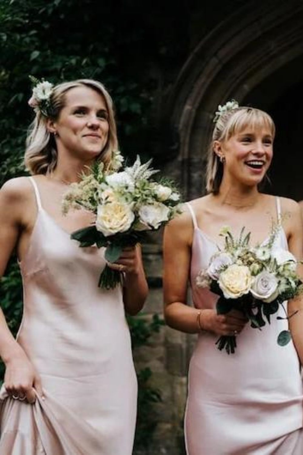 A Line Spaghetti Straps Light Champagne Long Bridesmaid Dress