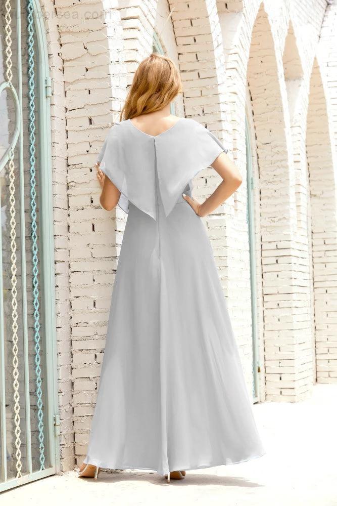Zapdress Mother of The Bride Dresses Plus Size V-Neck Floor Length Formal Prom Dress for Wedding Guest 28020 (ZD17058)