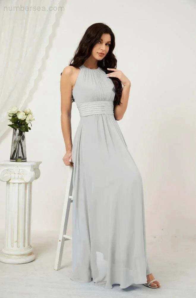 ZapDress Formal Party Gown Dress Chiffon Halter Long Sleeveless Bridesmaid Dresses 2802 (ZD16960)