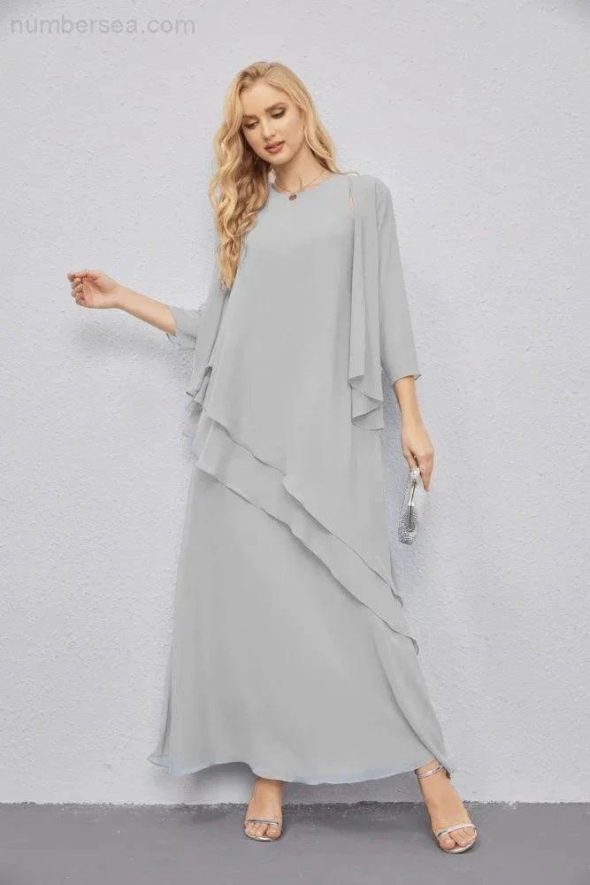 Mother of Bride Dresses with Open Front Lightweight Cardigan Formal Prom Gown 28081 (ZD16990)