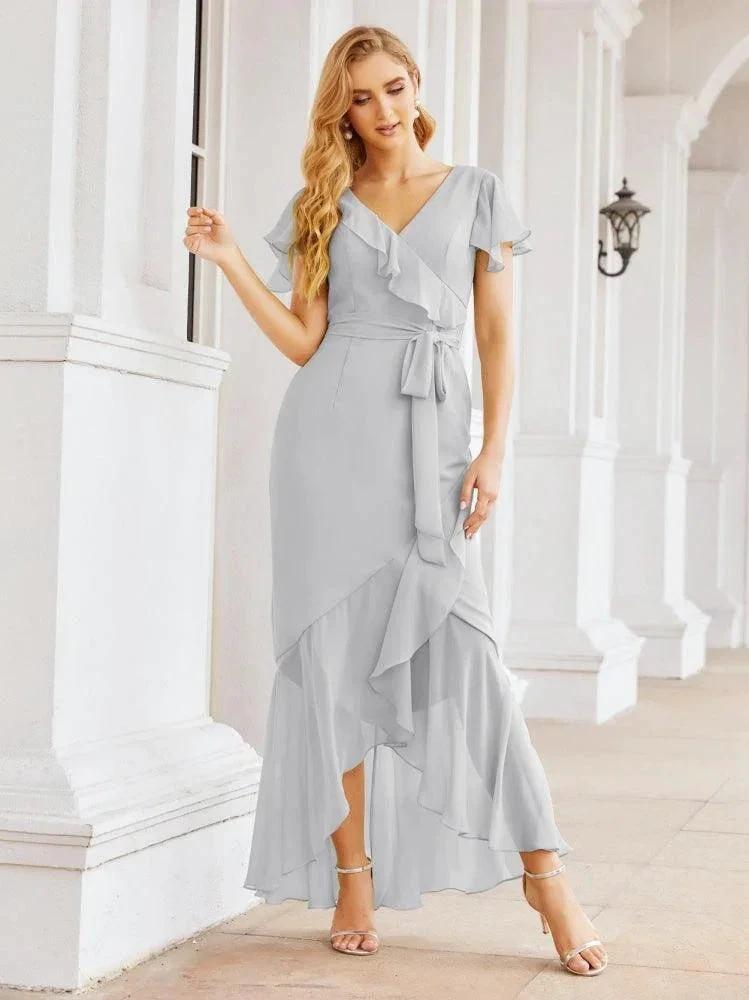 Numbersea Ruffled Bridesmaid Dresses Mermaid Formal Violin Evening Party Prom Gowns 28042 by numbersea