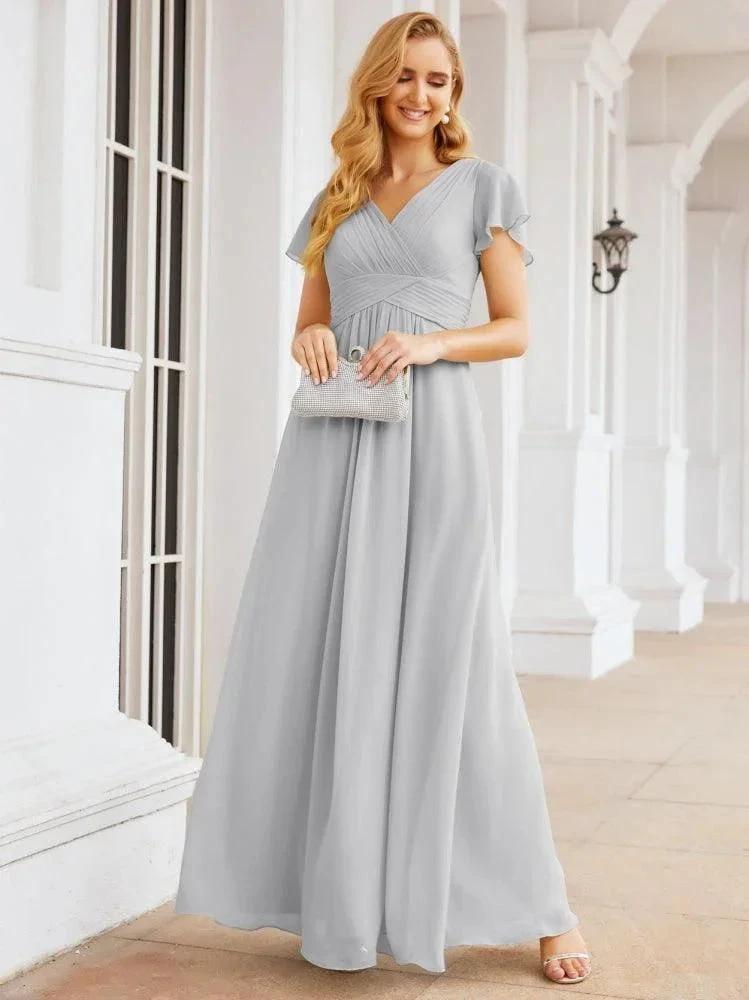 Numbersea Formal Prom Gowns for Mother of The Bride Cap Sleeves Bridesmaid Dress 28047 by numbersea