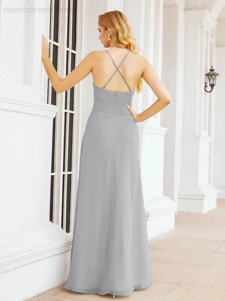 ZapDress Halter Bridesmaid Dresses with Pockets Sleeveless Formal Evening Party Prom Gowns 28055 (ZD17039)