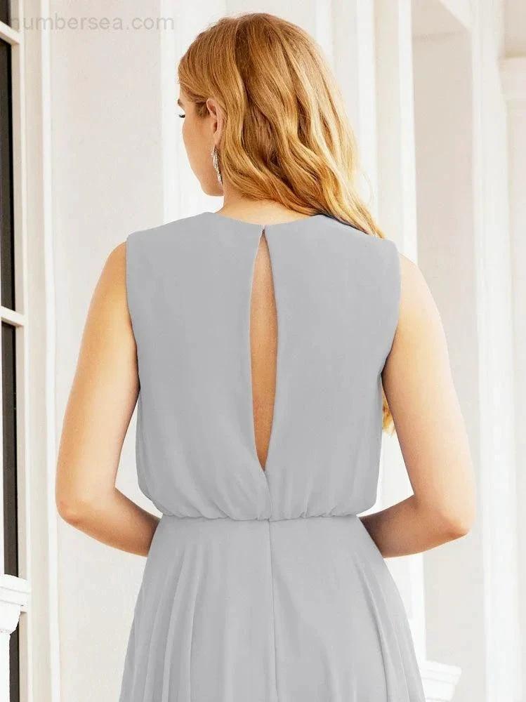 ZapDress Sleeveless Long Bridesmaid Dress A line Formal Evening Prom Gown 28025 (ZD17053)