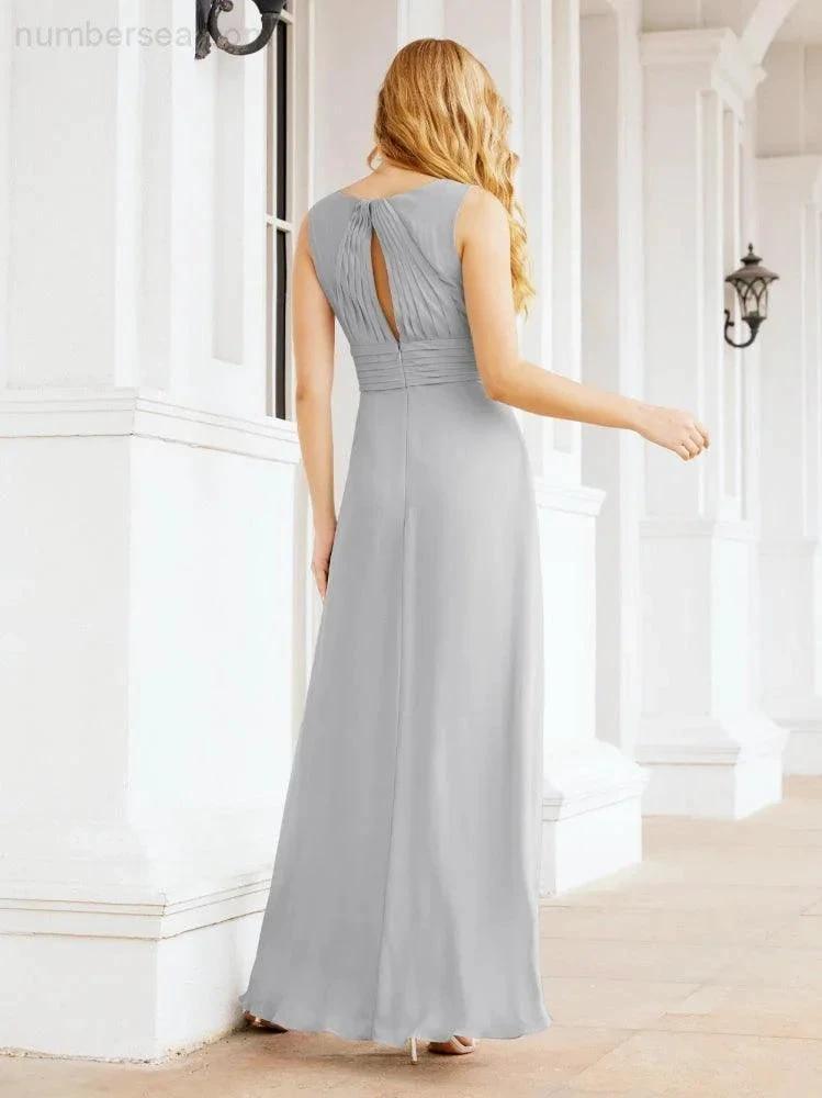 Formal Prom Gown Elegant V-Neck Sleeveless Bridesmaid Dresses for Wedding Party 28037 (ZD17021)