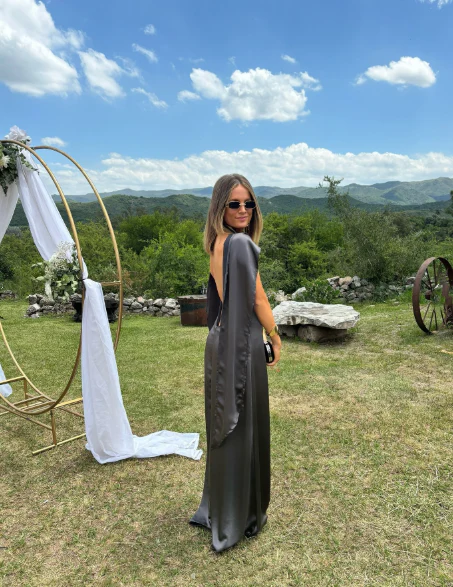 Dark Gray Long Prom Dresses Formal Evening Dress
