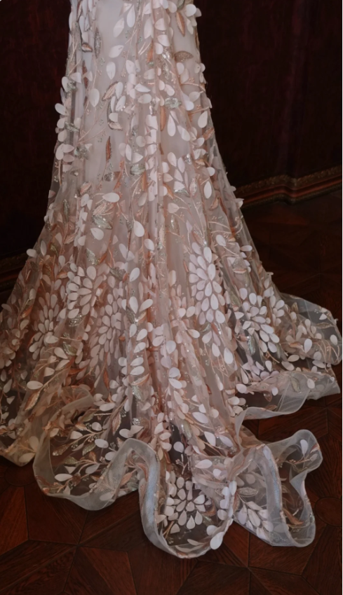 Sweet Pink Mermaid Sweetheart Neckline 3D Petal Tulle Long Prom & Evening Dress - View 3 | FashionDia