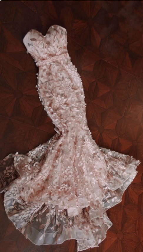 Sweet Pink Mermaid Sweetheart Neckline 3D Petal Tulle Long Prom & Evening Dress - View 5 | FashionDia
