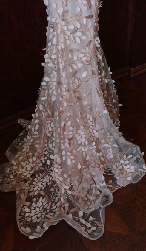 Sweet Pink Mermaid Sweetheart Neckline 3D Petal Tulle Long Prom & Evening Dress - View 8 | FashionDia