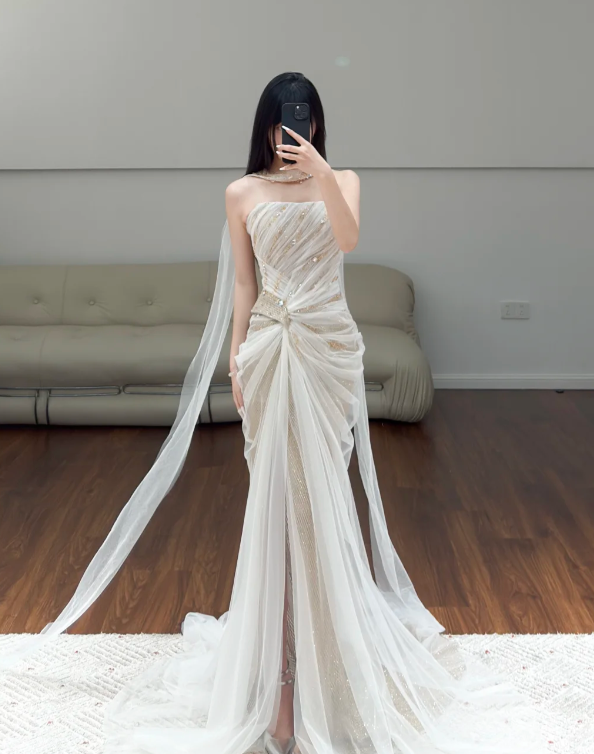 Champagne Sequin Prom Party Dress Evening Dress Birthday Dress