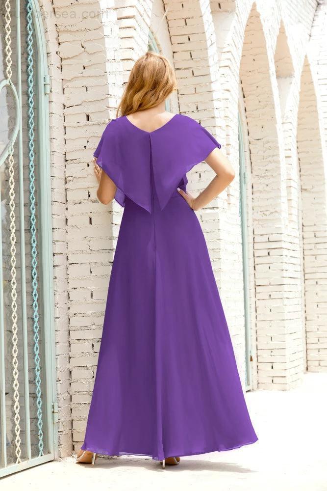 Zapdress Mother of The Bride Dresses Plus Size V-Neck Floor Length Formal Prom Dress for Wedding Guest 28020 (ZD17058)