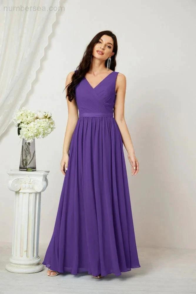 Women's Chiffon Long Bridesmaid Dresses A line Sleeveless Formal Prom Gown for Evening Party Homecoming Dresses 2808 (ZD16947)