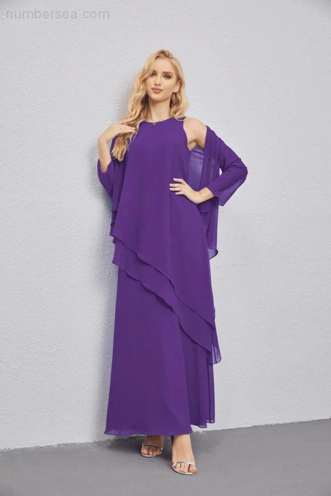 Mother of Bride Dresses with Open Front Lightweight Cardigan Formal Prom Gown 28081 (ZD16990)