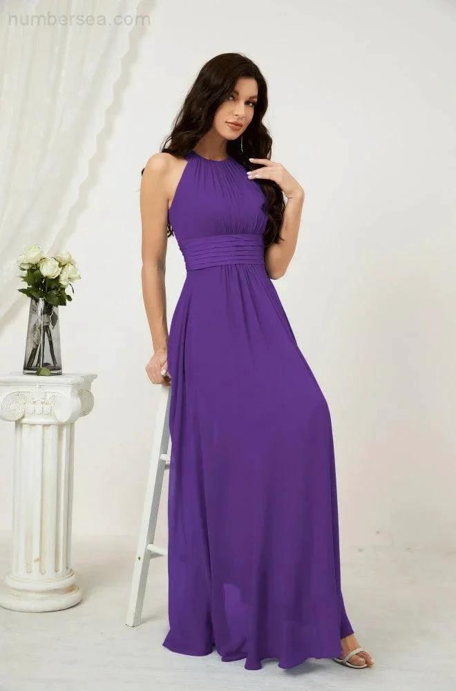 ZapDress Formal Party Gown Dress Chiffon Halter Long Sleeveless Bridesmaid Dresses 2802 (ZD16960)