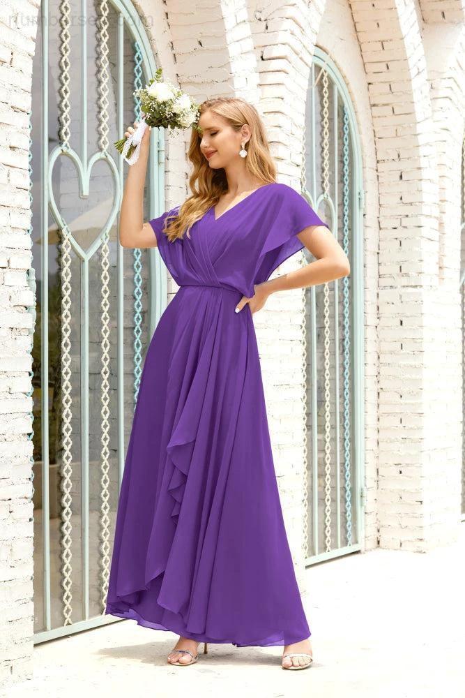 Zapdress Mother of The Bride Dresses Plus Size V-Neck Floor Length Formal Prom Dress for Wedding Guest 28020 (ZD17058)