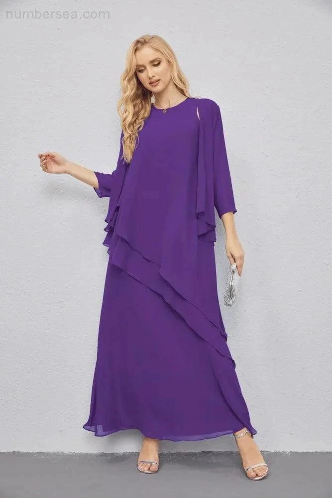 Mother of Bride Dresses with Open Front Lightweight Cardigan Formal Prom Gown 28081 (ZD16990)