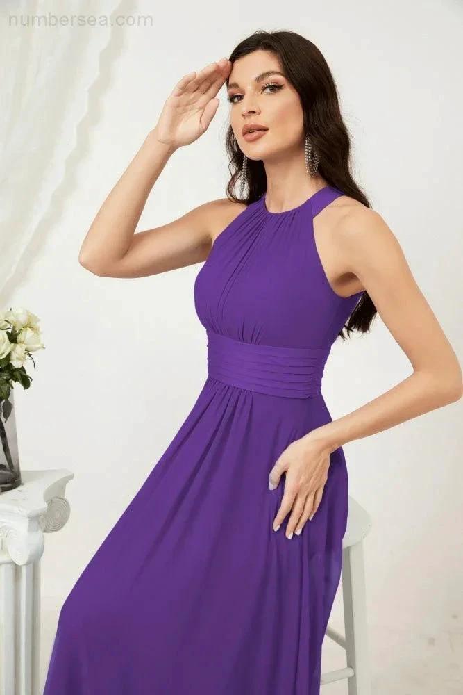ZapDress Formal Party Gown Dress Chiffon Halter Long Sleeveless Bridesmaid Dresses 2802 (ZD16960)