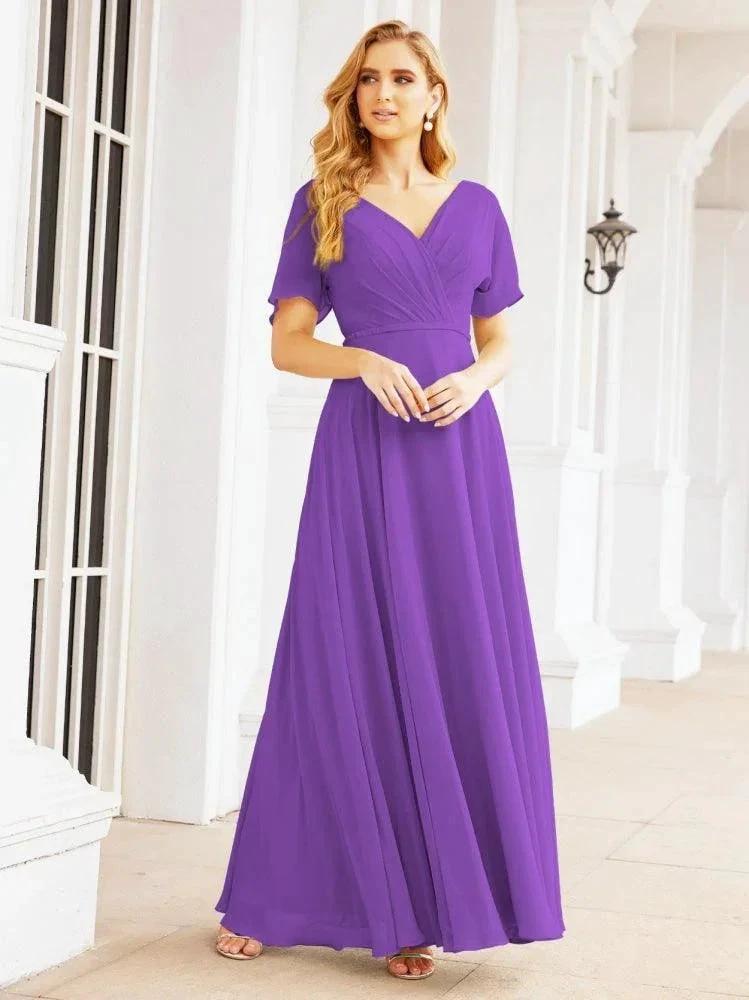 Numbersea Formal Prom Gowns for Mother of The Bride Short Sleeves Bridesmaid Dress 28049 by numbersea