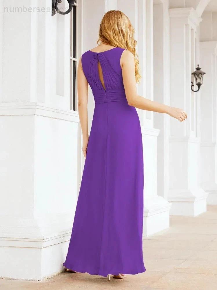 Formal Prom Gown Elegant V-Neck Sleeveless Bridesmaid Dresses for Wedding Party 28037 (ZD17021)