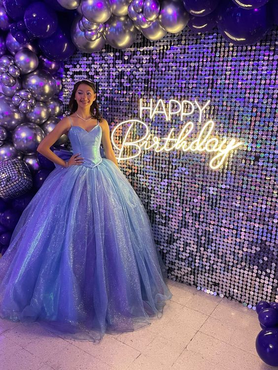 Shiny Blue Sweet 16 Dress Princess Dress - VelvetHem